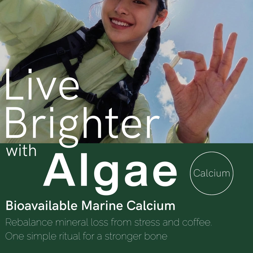 ZAB Algae Calcium packaging on shelf emphasizing a 45-day supply