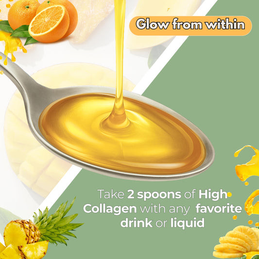 ZAFiNCO Pine'O'Range liquid collagen being poured for daily skin support.
