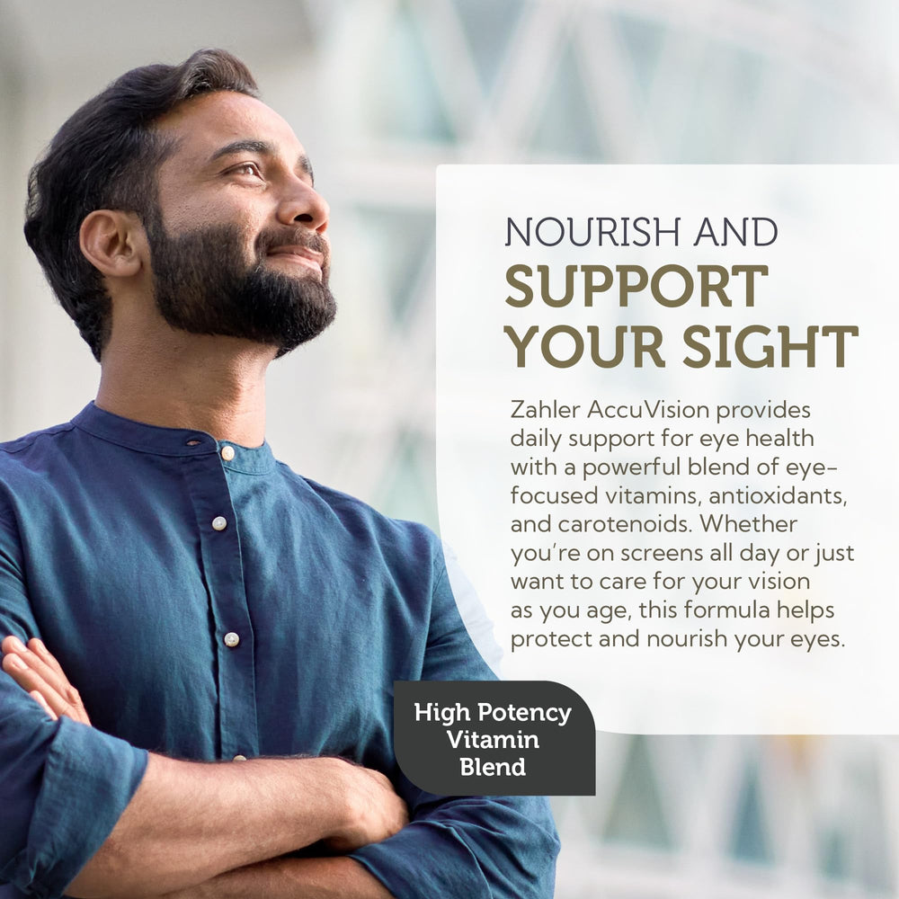 Zahler AccuVision capsules in hand during a daily routine.