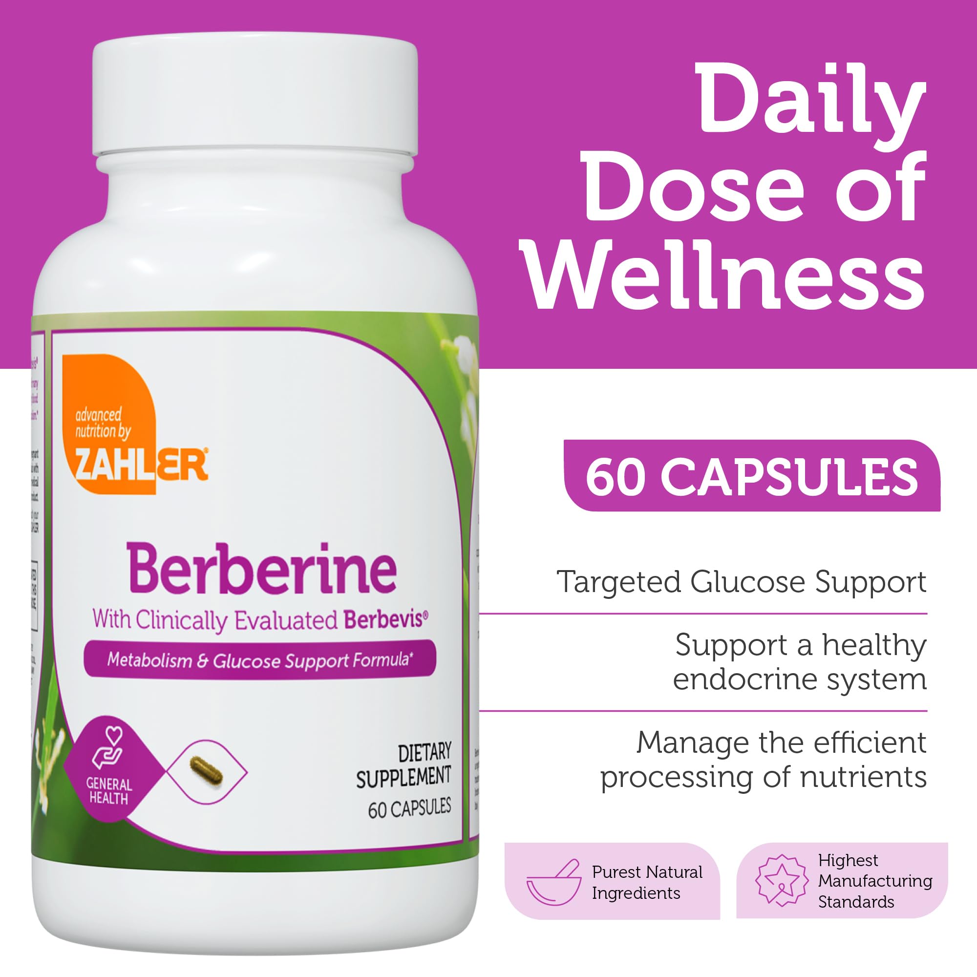 Zahler Berberine glucose support formula capsules