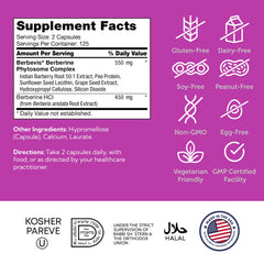 Zahler Berberine packaging box highlights vegetarian and kosher certification.