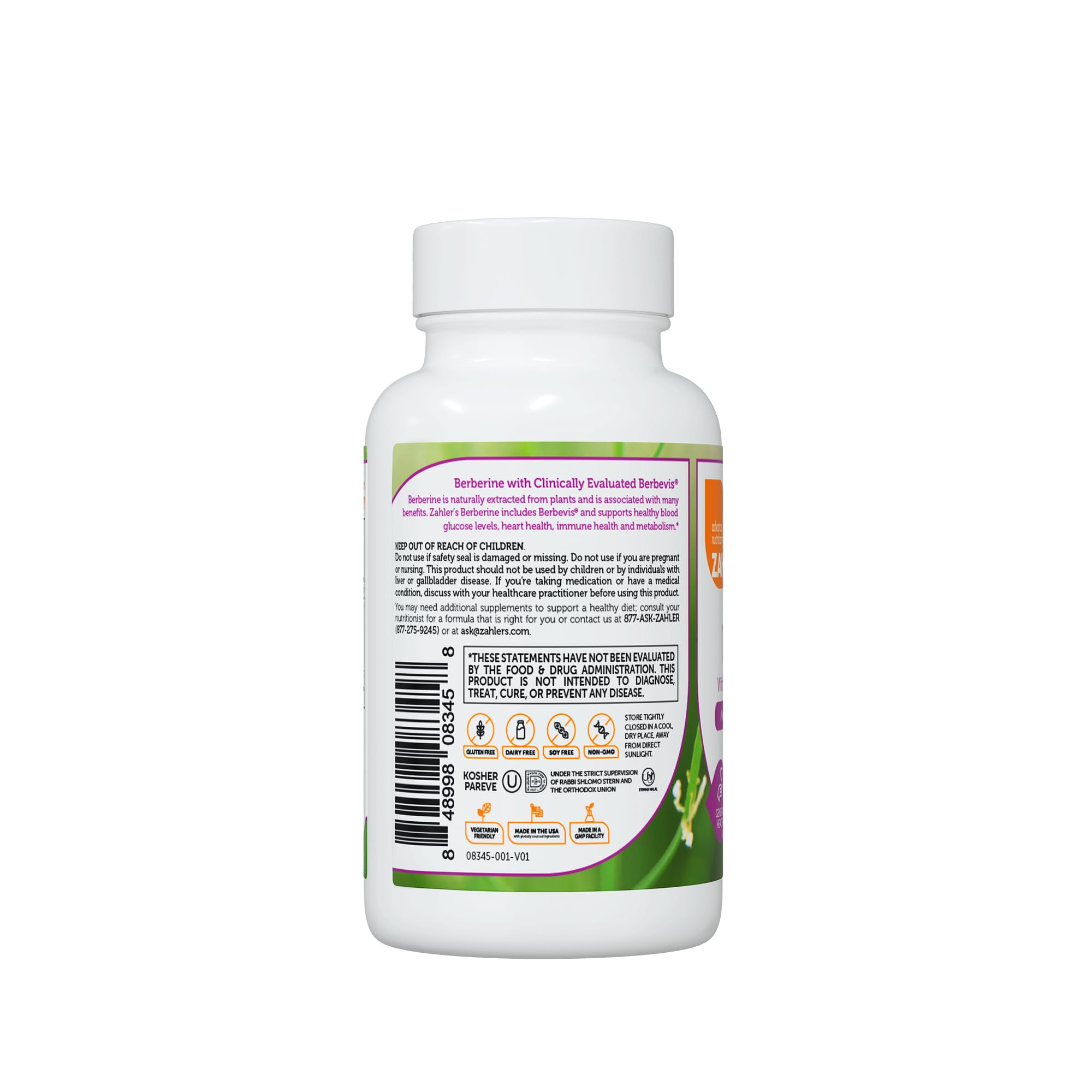 Zahler Berberine vegetarian kosher ingredients