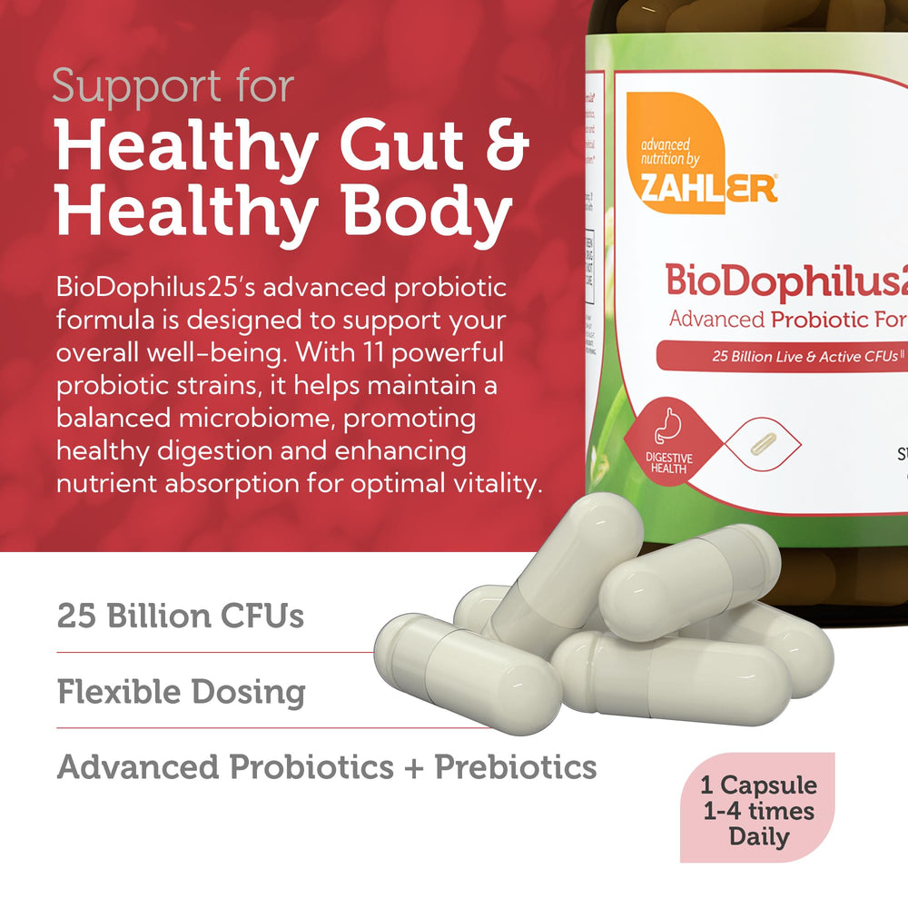 Zahler BioDophilus25 product shot notes refrigeration to maintain potency after opening