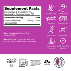 Zahler D3 dietary supplement bottle gluten-free and dairy-free for wellness