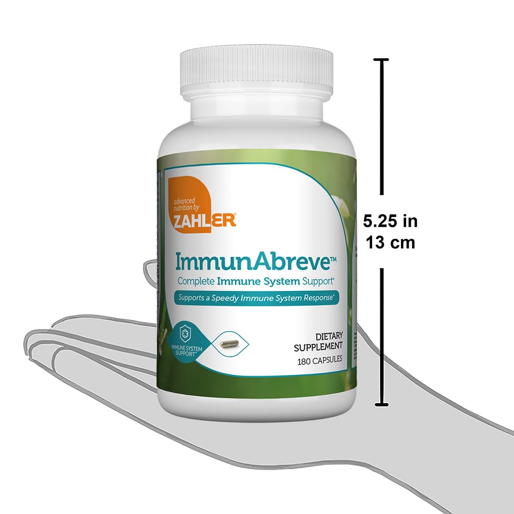 Zahler Immunabreve bottle pouring capsules into hand for daily use