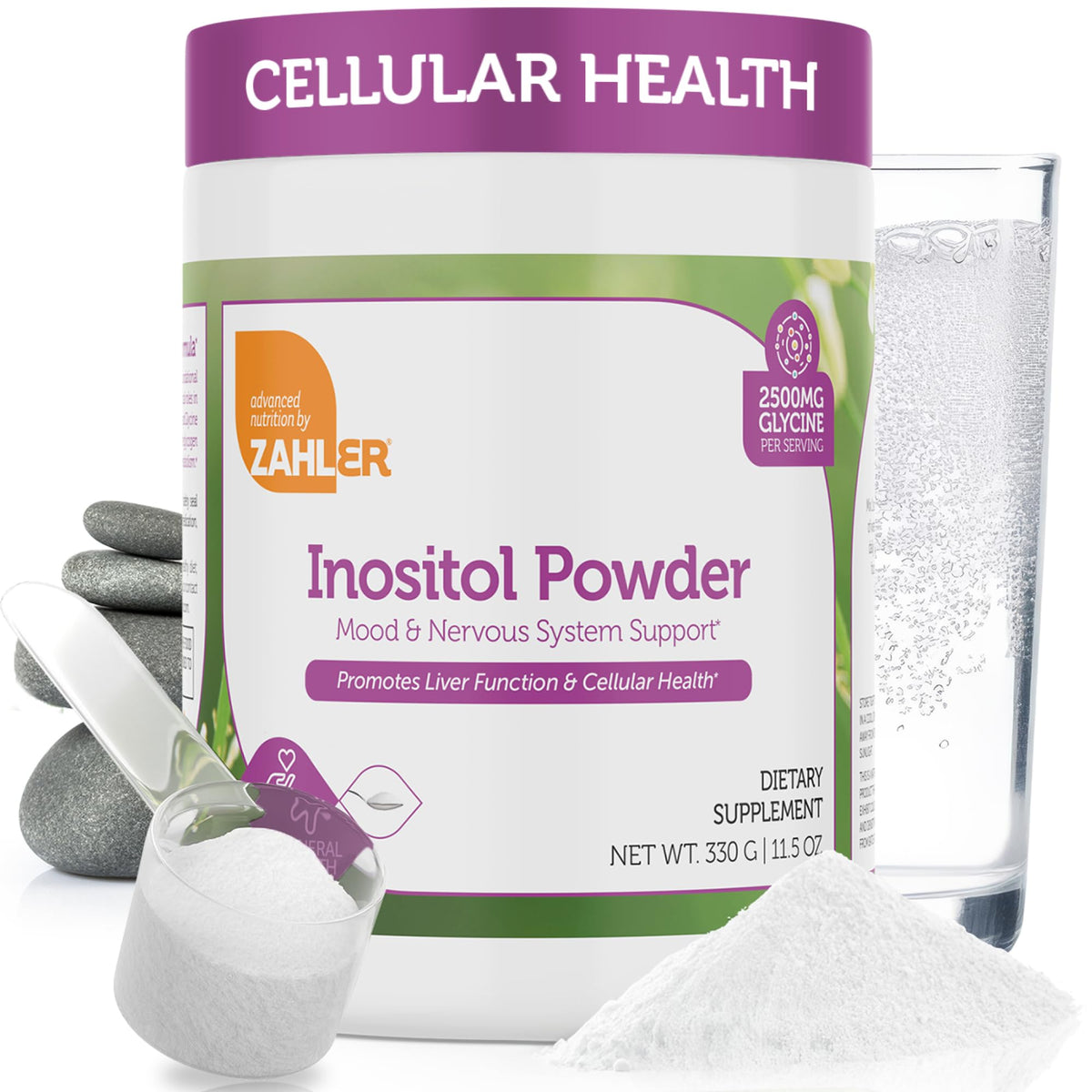 Zahler Inositol and Glycine powder tub for daily mood support.