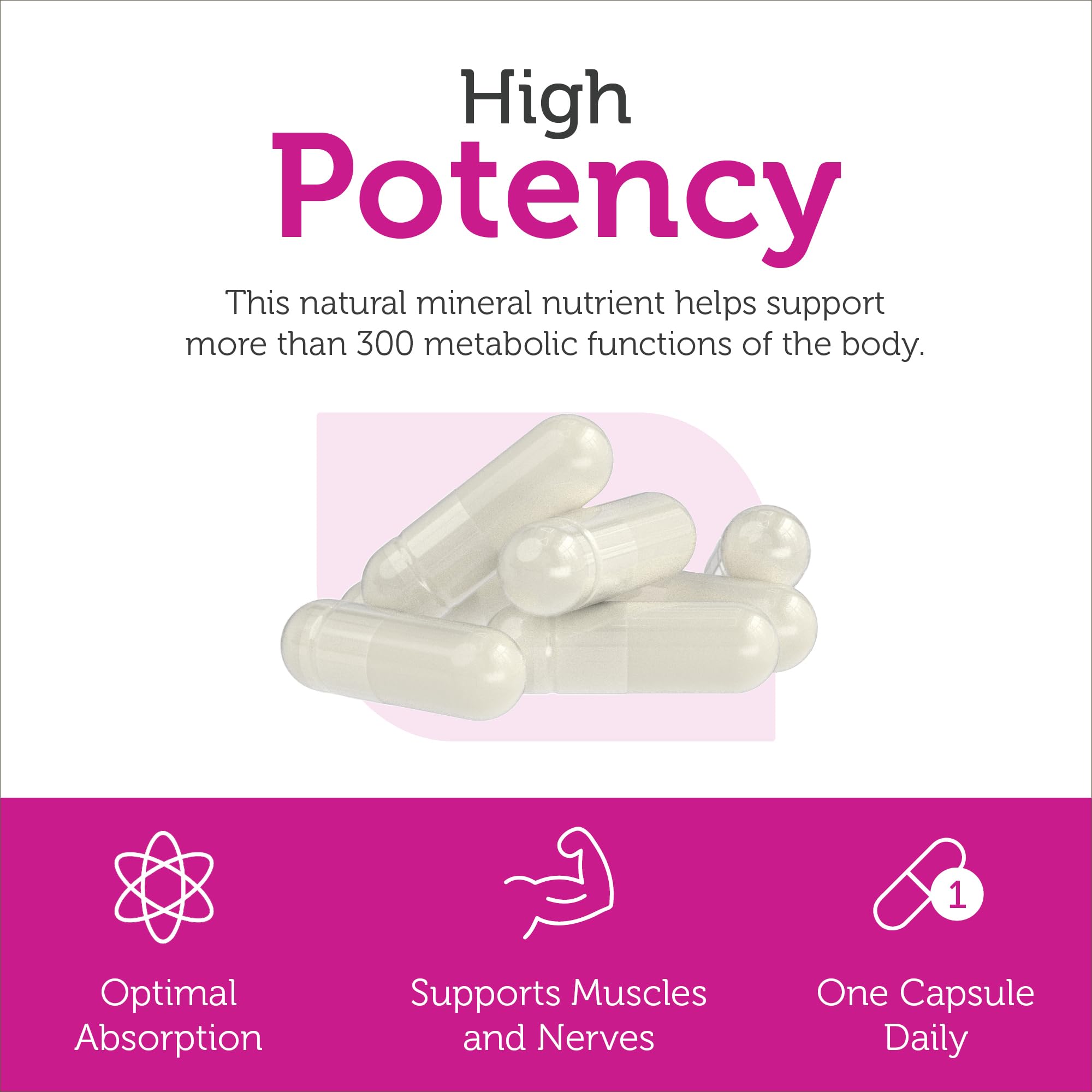 Zahler Magnesium Citrate capsules close-up of smooth, easy-to-swallow capsules.