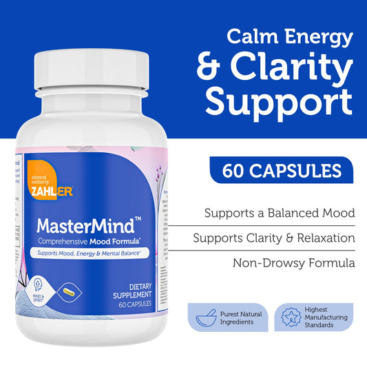 Zahler Mastermind capsules close-up for daily mood support.