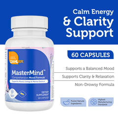 Zahler Mastermind capsules close-up for daily mood support.