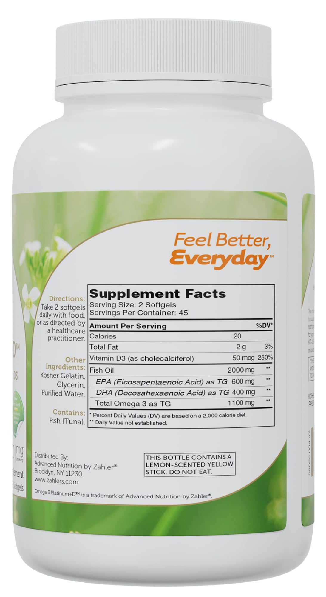 Closeup of burpless softgels showing no fishy aftertaste from Zahler Omega 3 Platinum