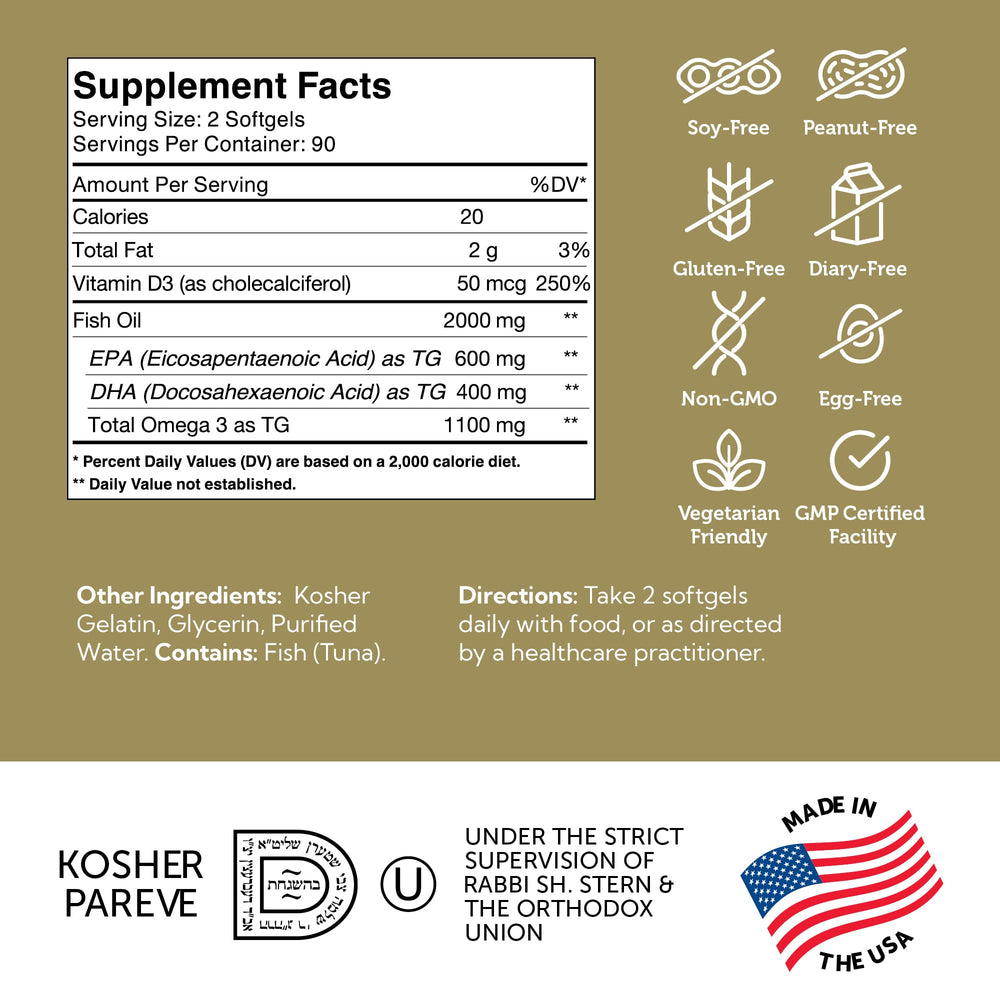 US-made badge on the box signals trusted manufacturing for Zahler Omega 3 Platinum