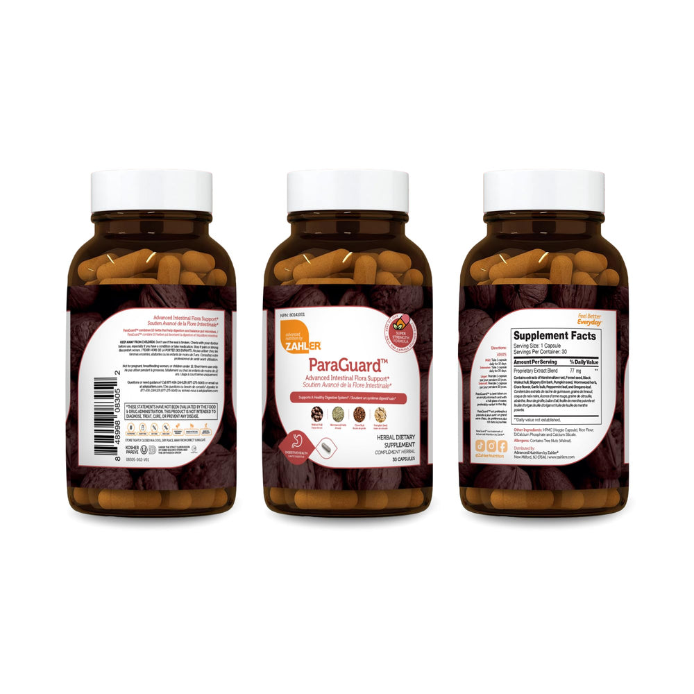 Closeup of Paraguard capsules highlighting the herbal blend.