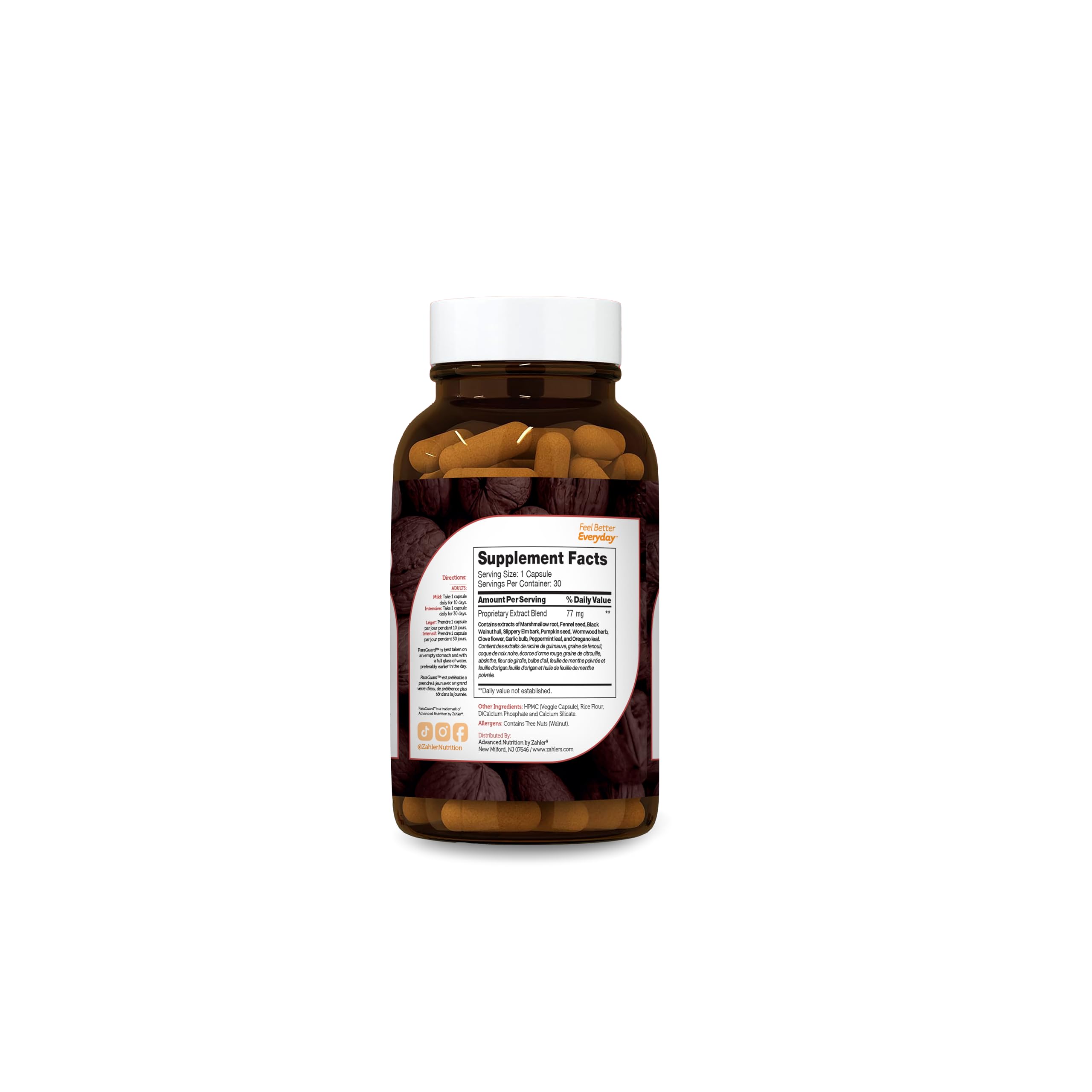 Zahler ParaGuard capsules closeup of small easy-to-swallow capsules