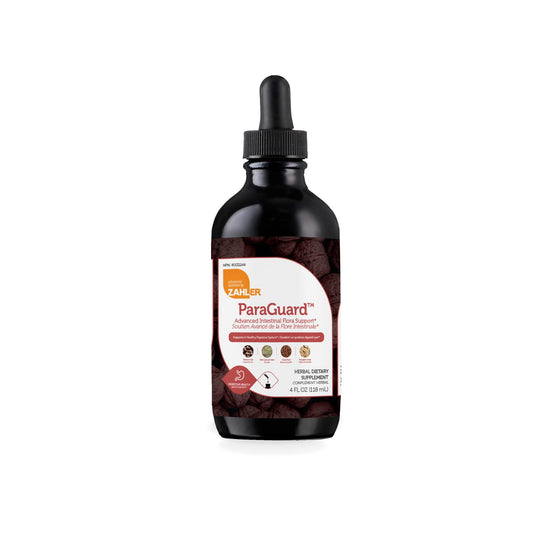 Zahler ParaGuard bottle with label promoting gut health support.