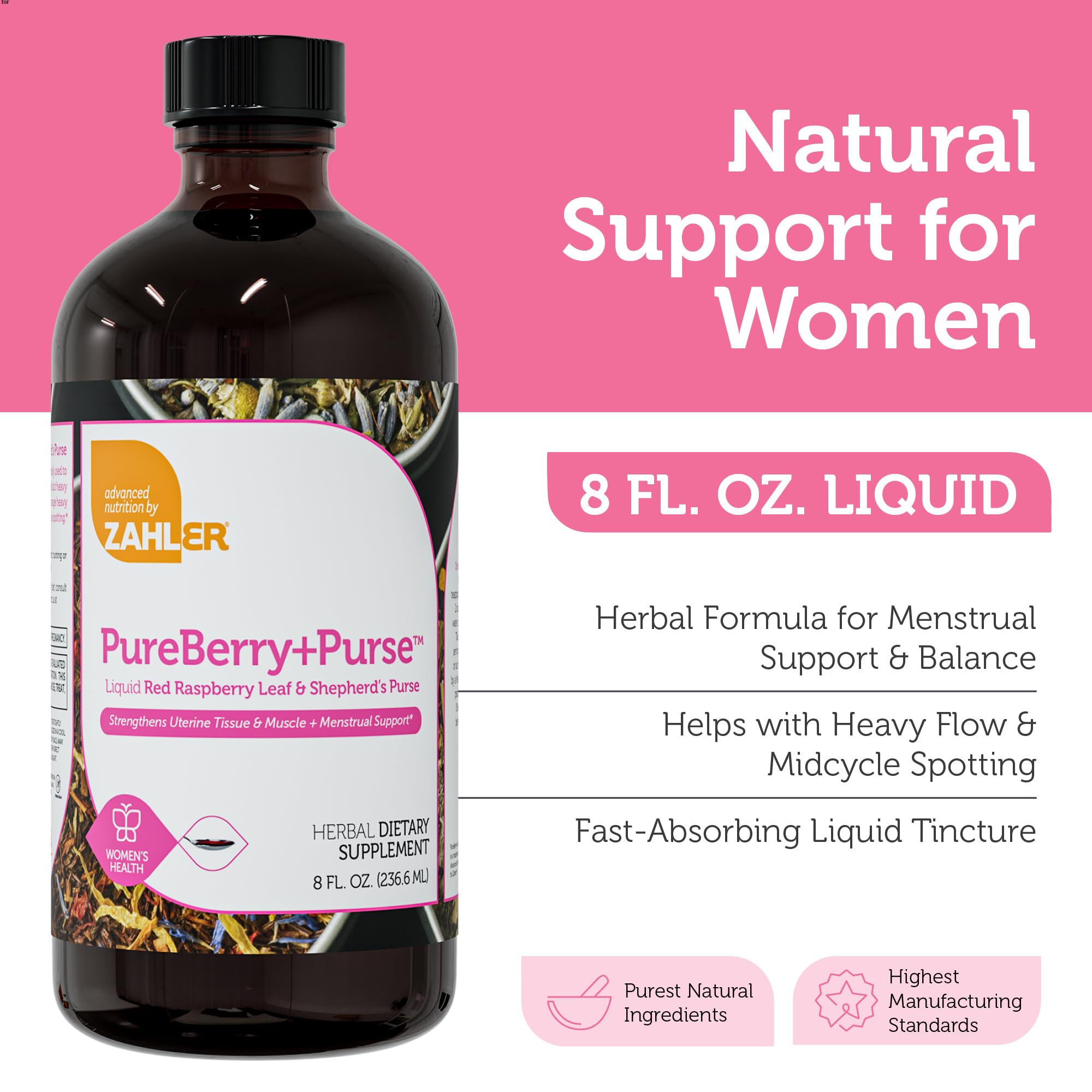 Zahler PureBerry+Purse label front shows organic ingredients