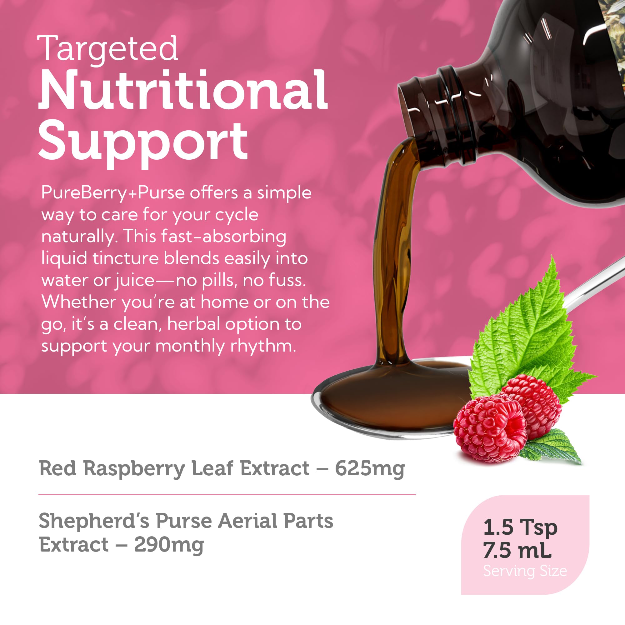 Zahler PureBerry+Purse pour spout enables easy dosing