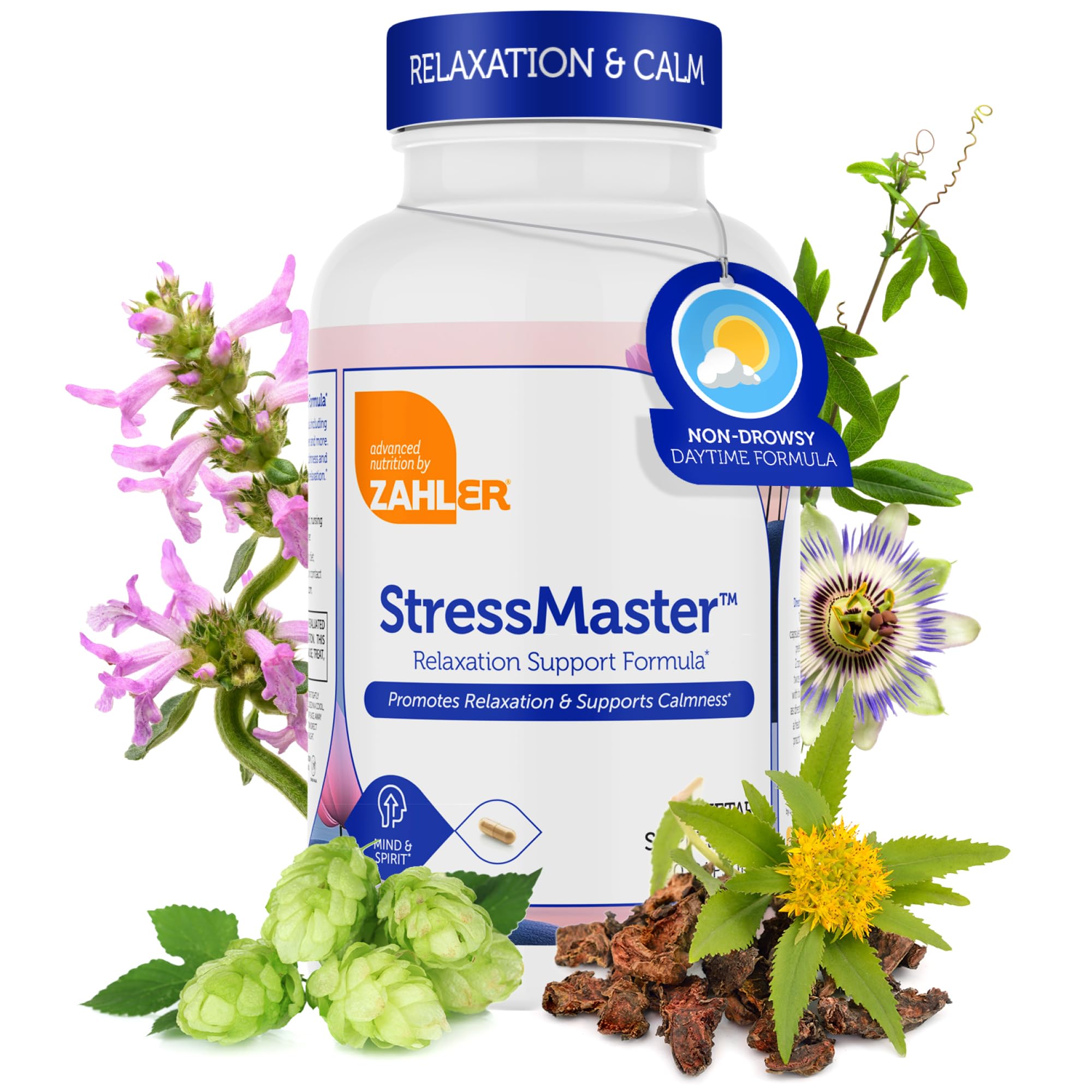 Zahler StressMaster bottle front showing natural calm label