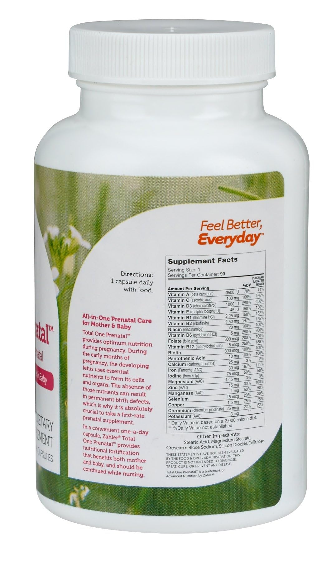 Zahler Total One Prenatal capsules in bottle, easy-to-swallow formula for busy mothers