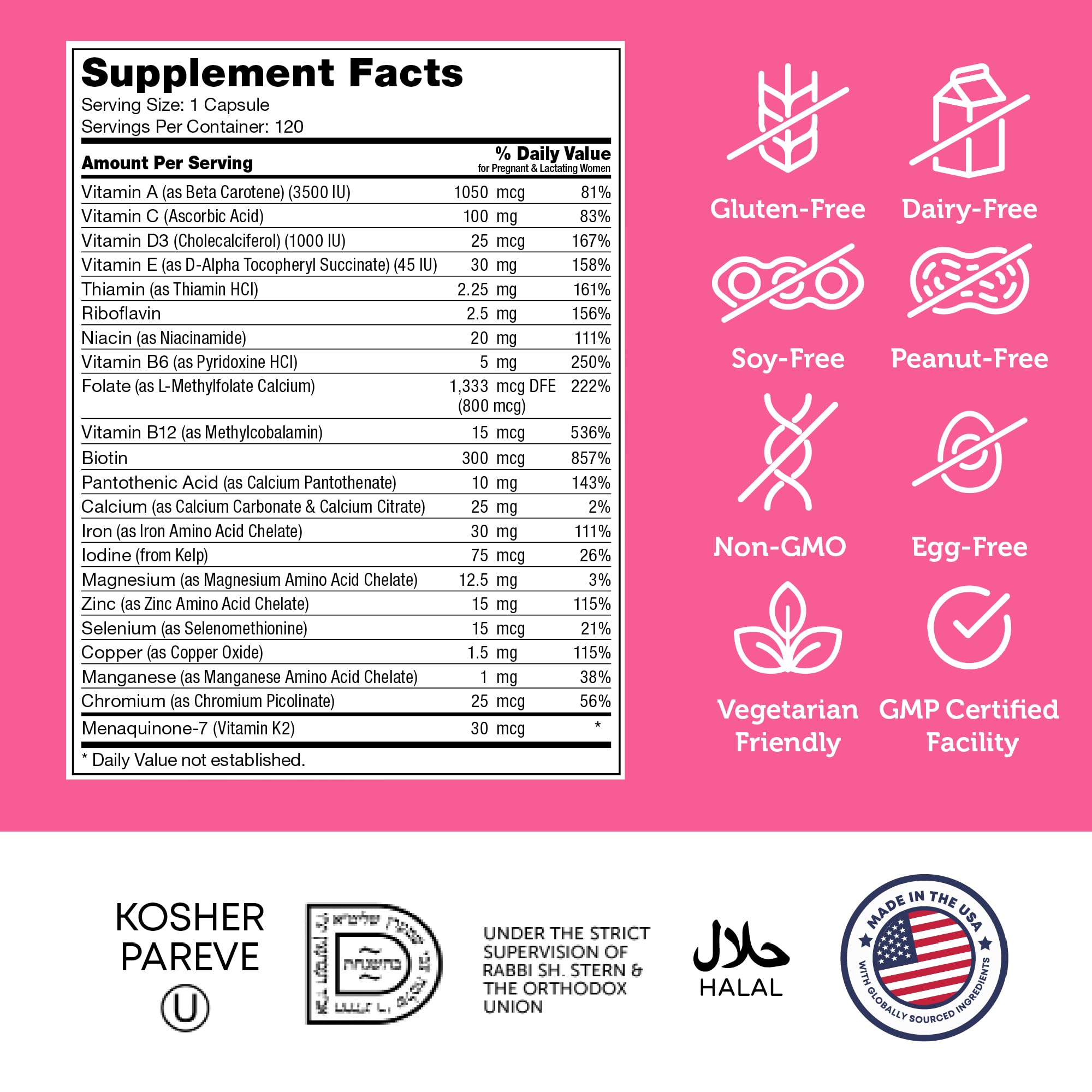 Zahler Total One Prenatal kosher certification seal, ensuring trust and quality.