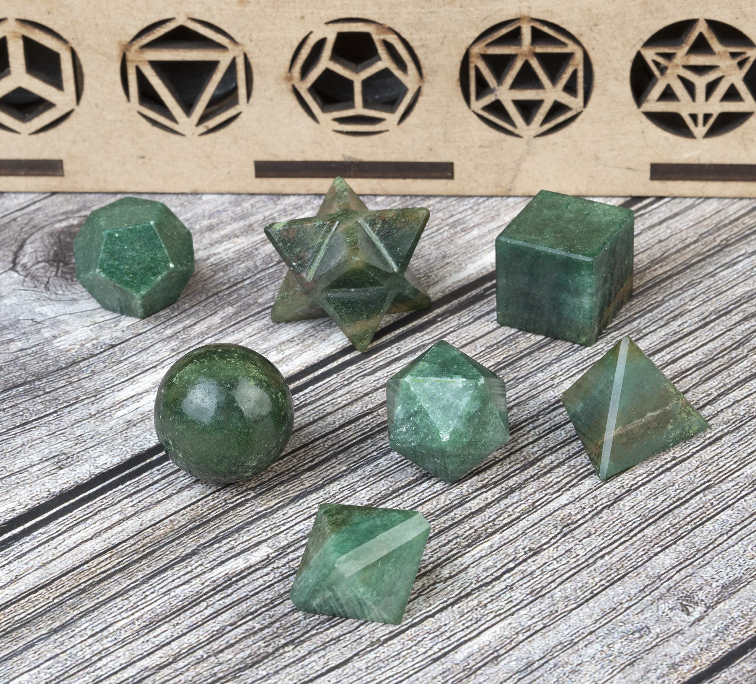 ZAICUS Green Mica platonic solids dodecahedron specimen with vibrant pattern.