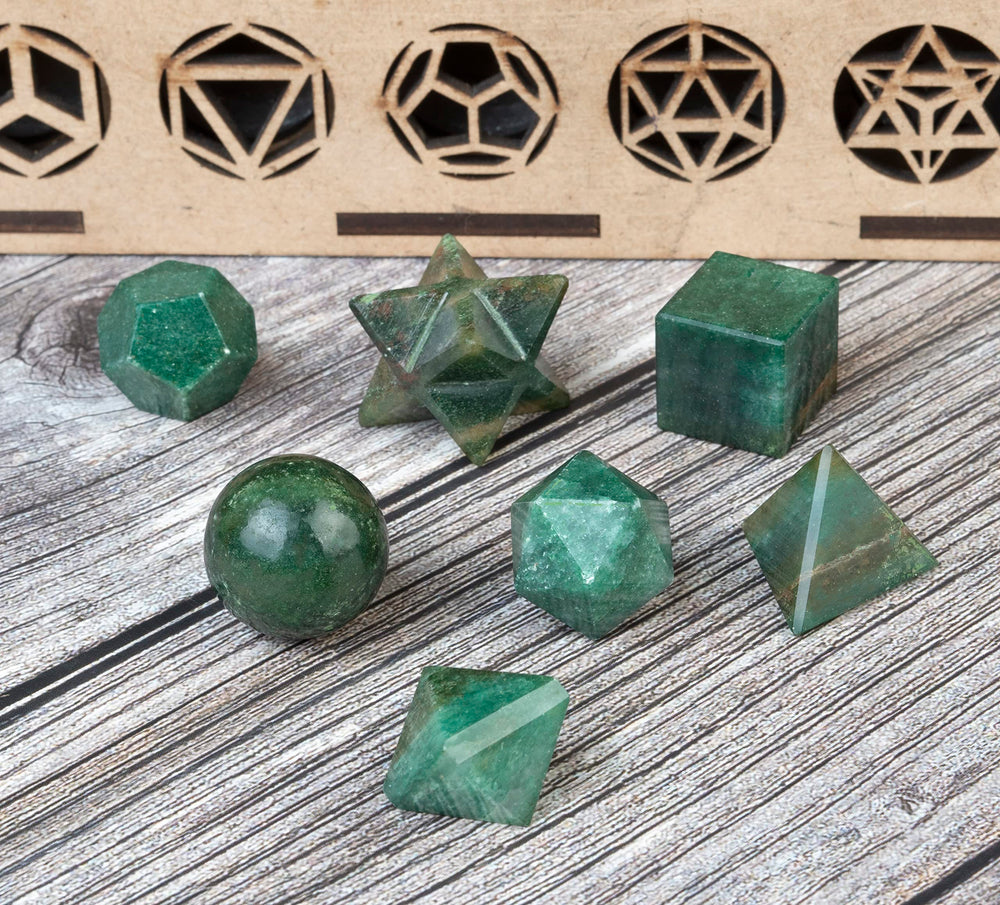 ZAICUS Green Mica platonic solids dodecahedron specimen with vibrant pattern.