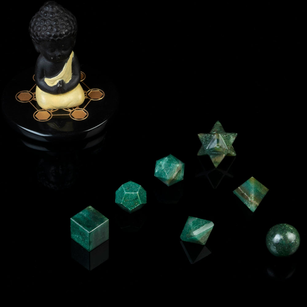 ZAICUS Green Mica platonic solids icosahedron polished crystal for energy work.