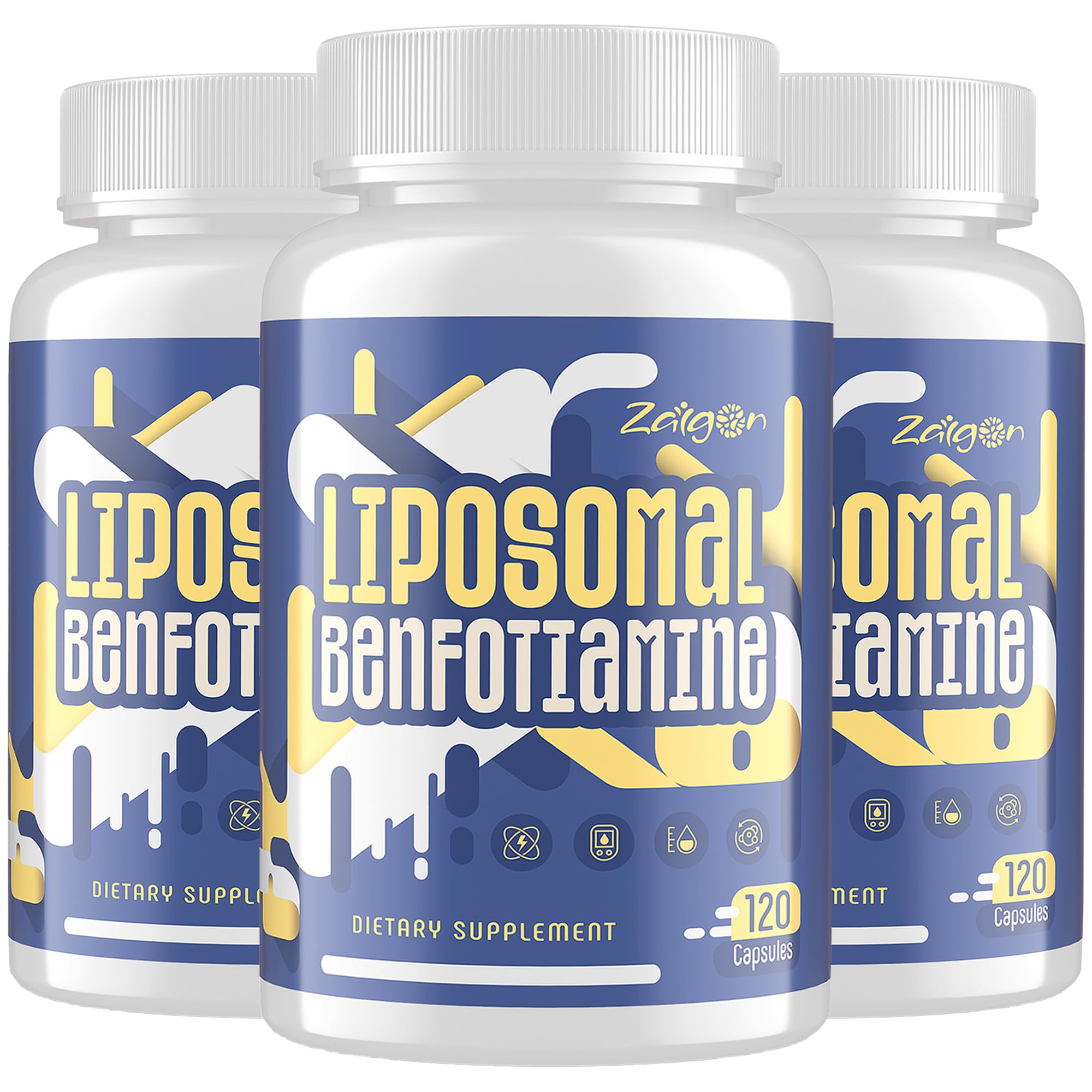 Zaigon Benfotiamine capsules in bottle for convenient daily energy support.