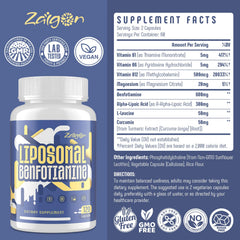 Zaigon Benfotiamine gluten-free and dairy-free icon signals allergen safety