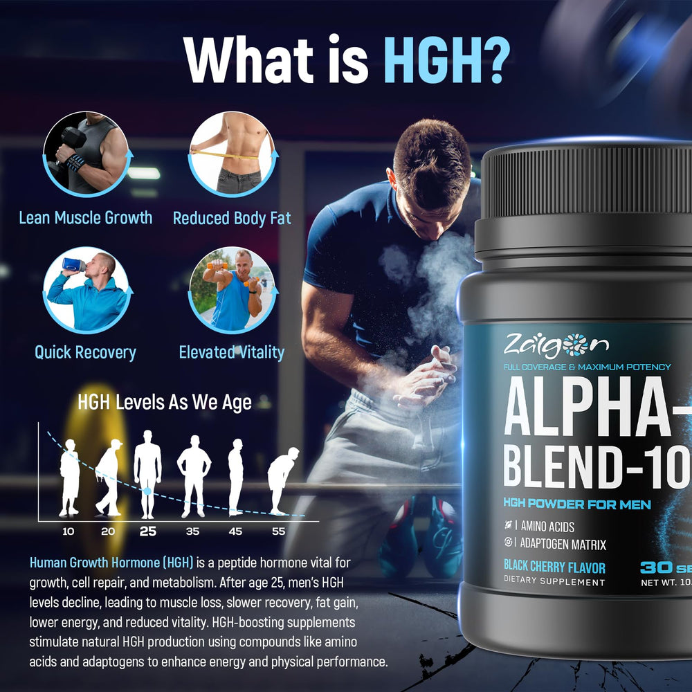 Zaigon HGH dissolving powder in water for quick mix and flavor.
