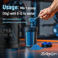 Zaigon HGH ingredient graphic visualizes L-Arginine, L-Lysine and adaptogens.