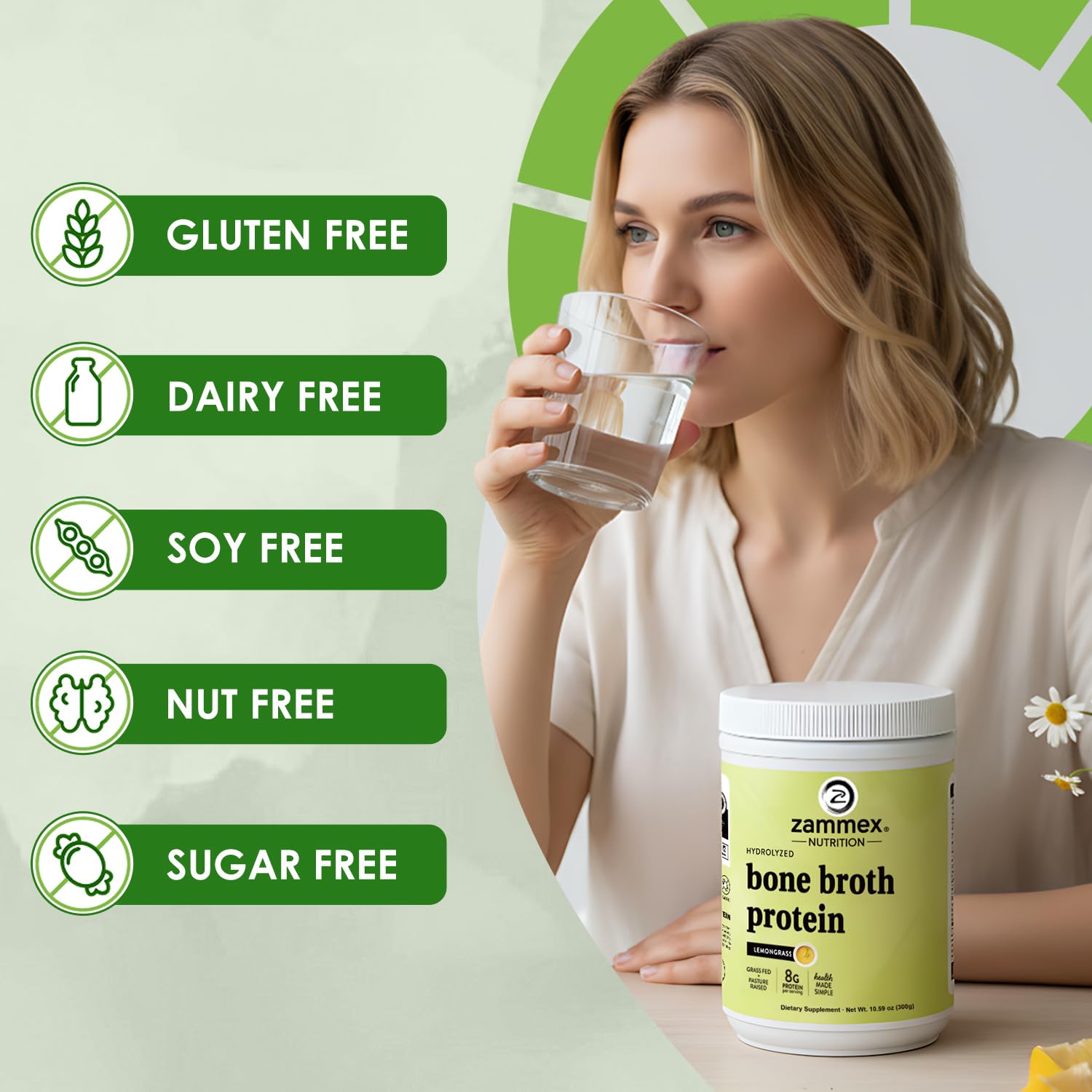 Zammex beef bone broth protein powder creates creamy foam after shake