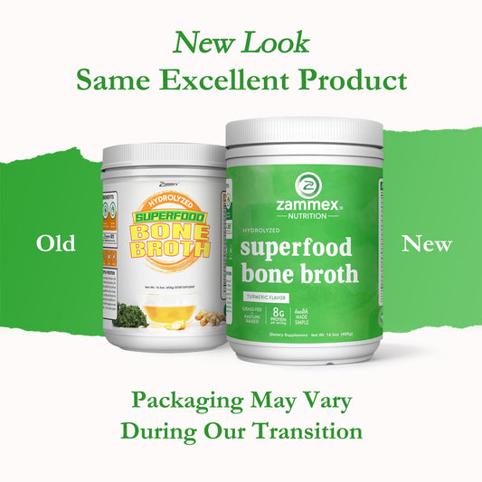 Scoop of Zammex Bone Broth Plus Turmeric powder for quick, convenient mixing