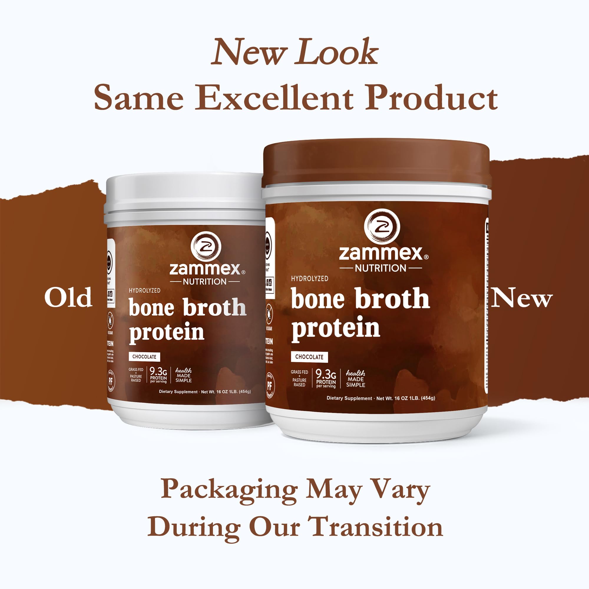 Zammex bone broth powder chocolate scoop ready for protein shakes.