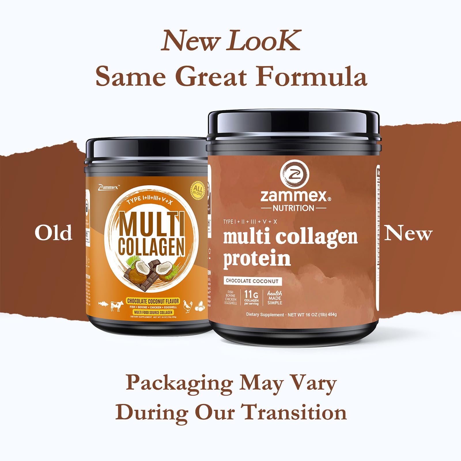 Scoop of Zammex collagen powder being added to a glass for easy mixing.