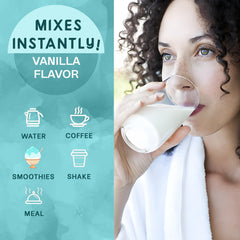 Zammex shake with vanilla powder tall glass.