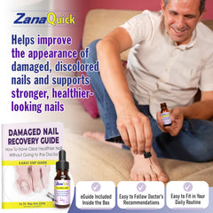 ZanaQuick toenail discoloration improvement highlights clearer nails over time.