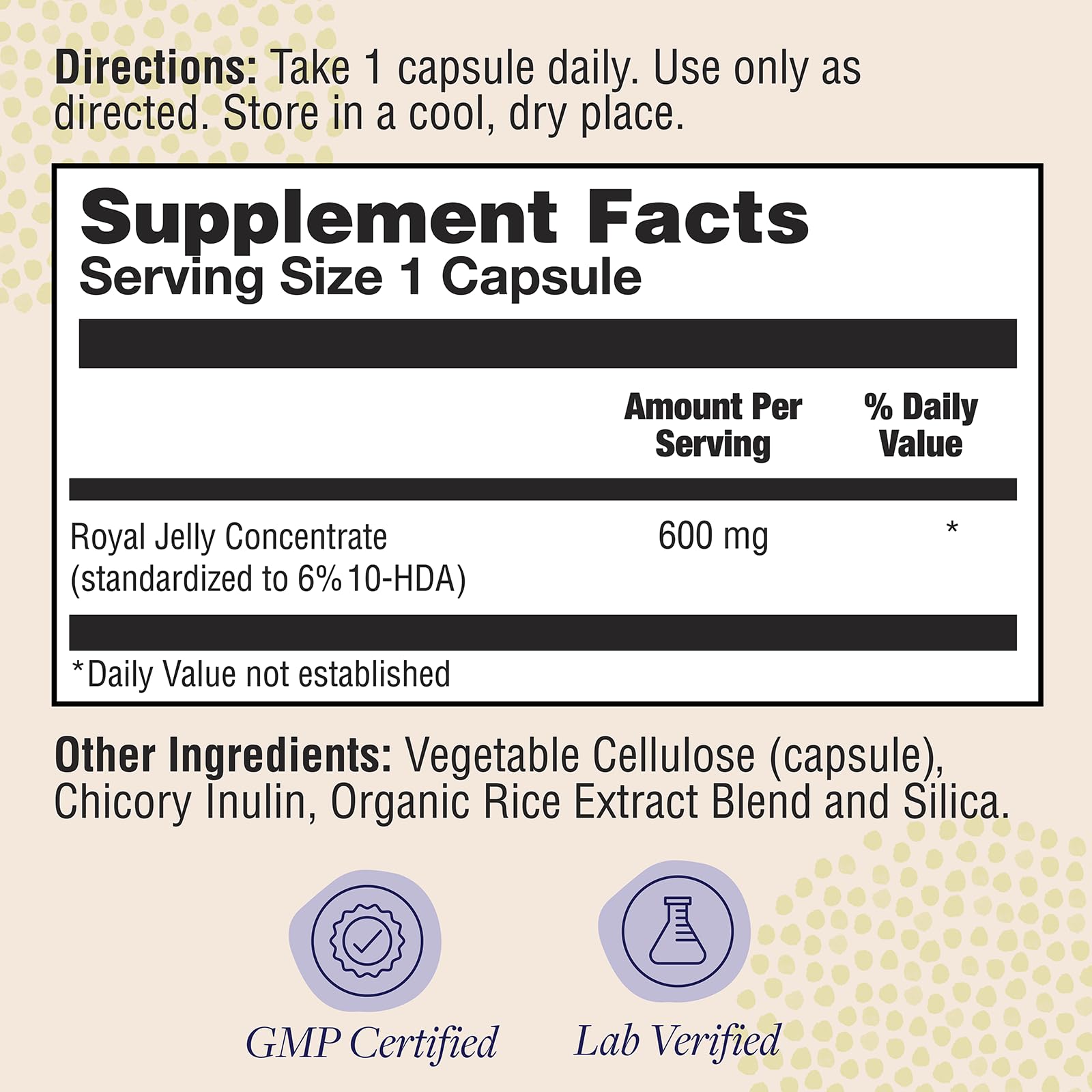 Closeup of ZAND royal jelly capsules showing vegan, high-potency nutrition