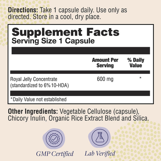 Closeup of ZAND royal jelly capsules showing vegan, high-potency nutrition