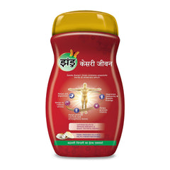 Amla-rich paste on spoon conveys Zandu Kesari Jivan tangy flavor