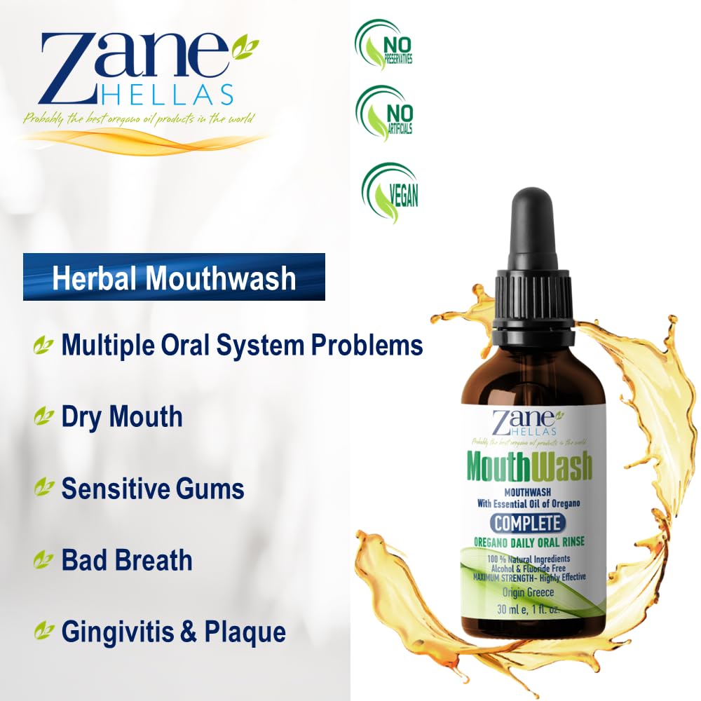 Zane Hellas daily-use rinse shown for everyday herbal care