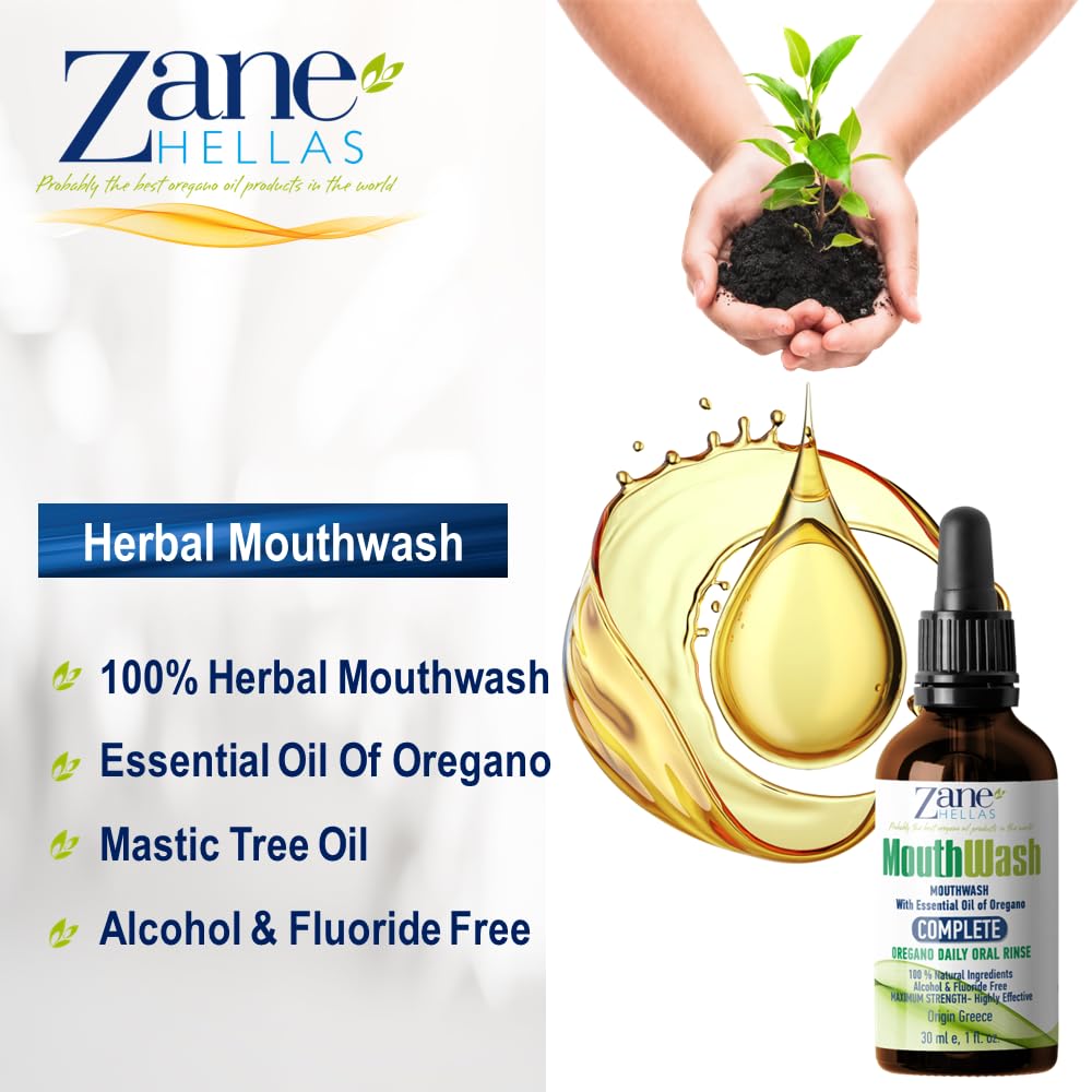 Zane Hellas bottle beside toothbrush illustrating daily dental care