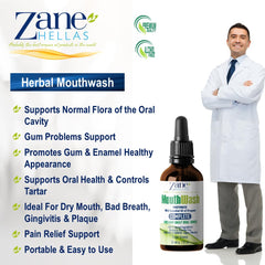 Zane Hellas glass cup with mouthwash suggesting ritual use