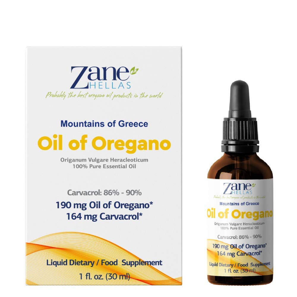 Zane Hellas oregano oil bottle with pure Greek oil for daily wellness.