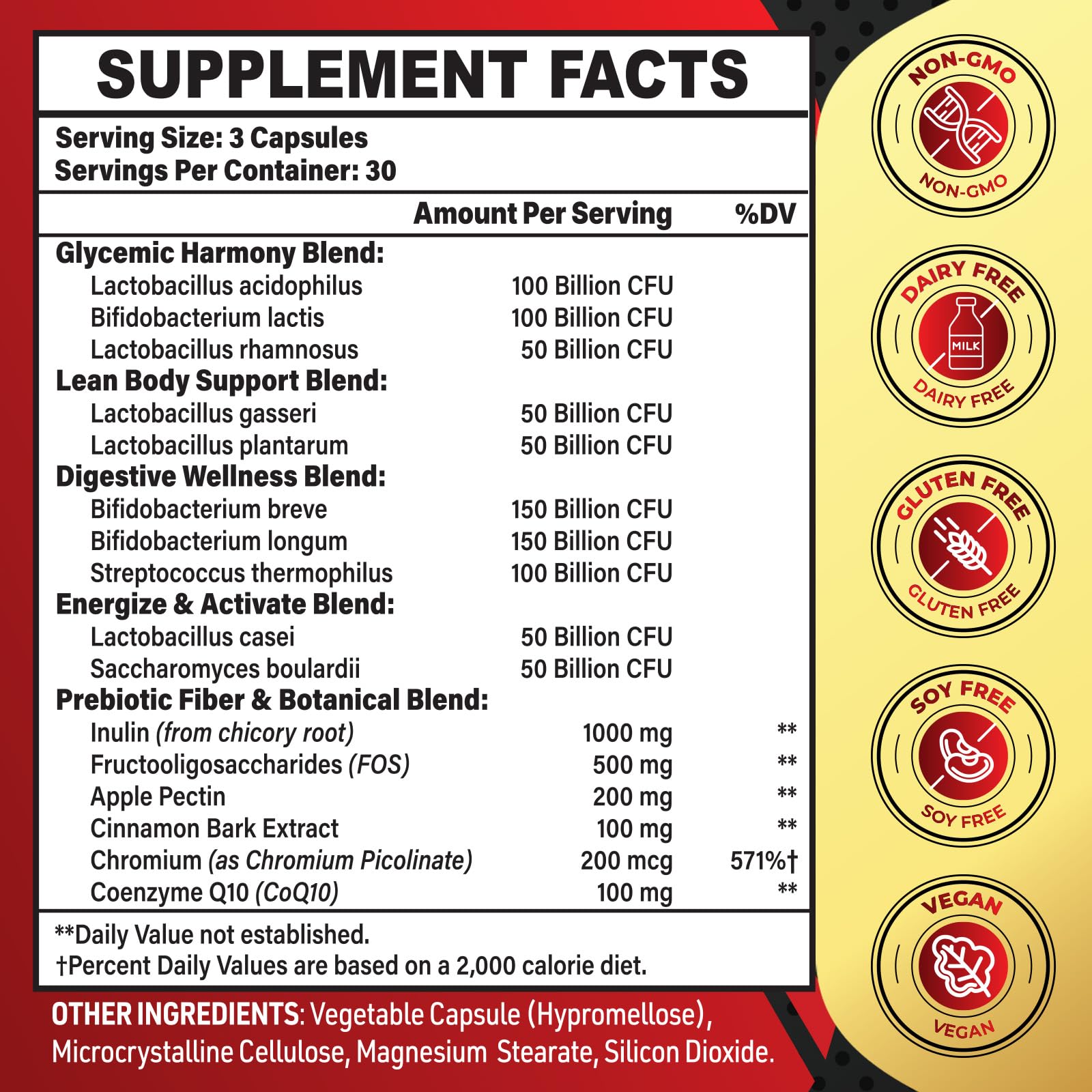 Zanleuds Probiotics for Men 50+ bottle back with supplement facts for easy dosage planning.