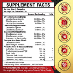 Zanleuds Probiotics for Men 50+ bottle back with supplement facts for easy dosage planning.