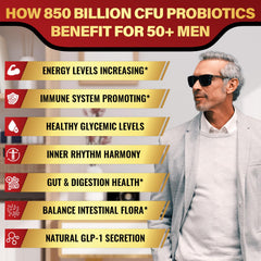 Zanleuds Probiotics for Men 50+ capsules, easy-to-swallow vegetarian formula for digestive comfort.