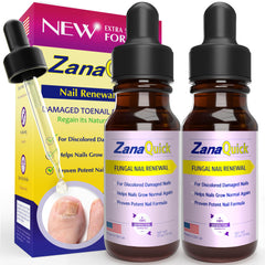 ZanaQuick Nail Repair Drops bottle close-up, clear formula supporting healthier nails