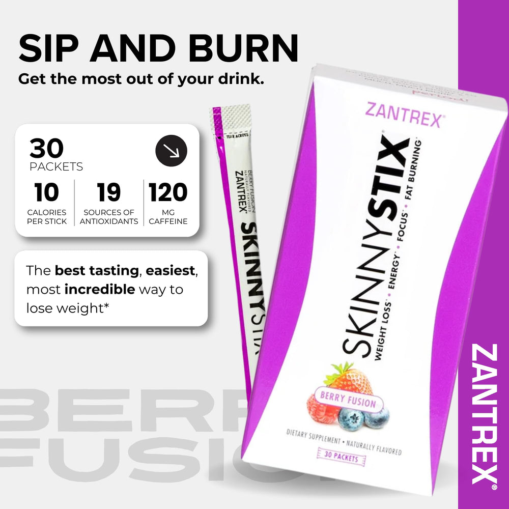 Zantrex SkinnyStix Yerba Mate stick; natural focus boost with long-lasting energy.