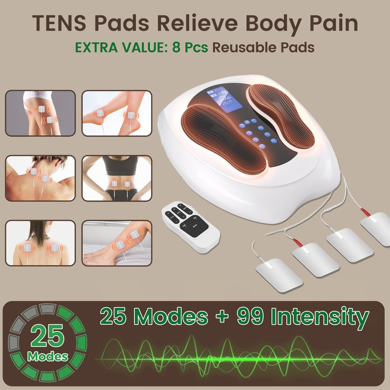 Zapstep remote control showing adjustable treatment settings