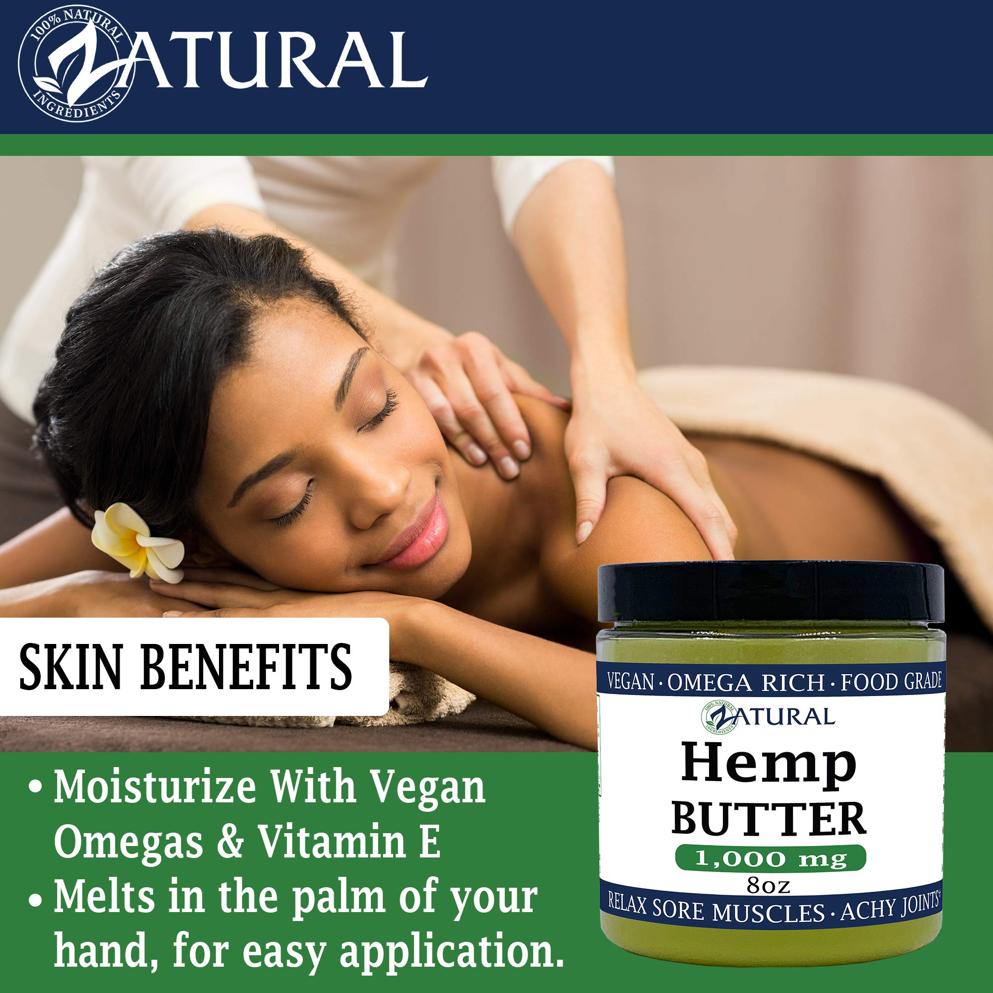 Zatural Hemp Butter jar with soft glow demonstrates soothing skin benefits.